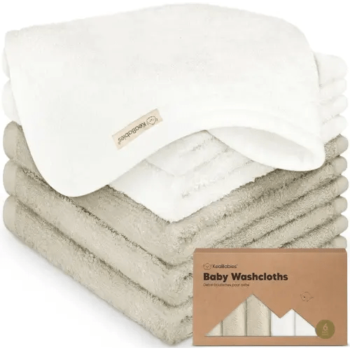 6-Pack Baby Washcloths - Soft Viscose from Bamboo Washcloth, Baby Wash Cloths for Newborn, Kids, Bath Baby Towels, Face Towel, Face Cloths for Washing Face(White/Stone)