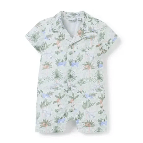 Baby White Safari Toile Baby Safari Toile Romper by Janie and Jack