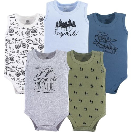 Yoga Sprout Cotton Bodysuit, 5 Pack, Adventure, 0-3 Months