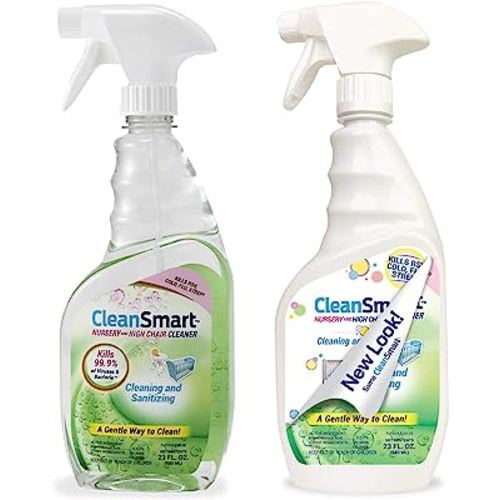 CleanSmart Nursery & High Chair Cleaner, 23 Ounce Bottle (Pack of 2), Hypochlorous Naturally Kills 99.9% of Viruses like RSV & Flu with Zero Residue