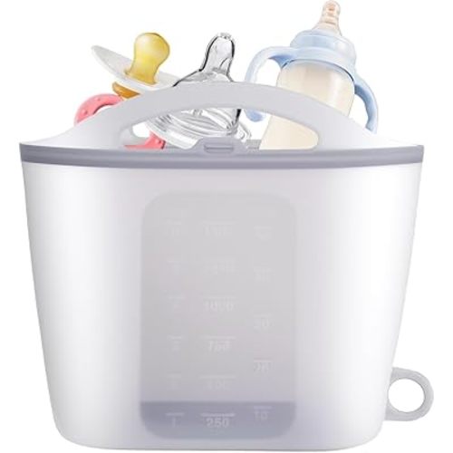 Jaxbo Silicone Microwave Steam Sterilizer Bag 1500ML Reusable Steaming Bags for Baby Bottles, Breast Pump,Pacifiers and Teethers，Breast Feeding Baby Travel Accessories