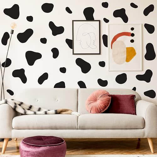 Large Black Vinyl Cow Print Wall Decals, Cow Spot Wall Décor