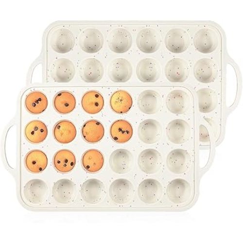 CAKETIME Mini Muffin Pan, 2 Pack - Creamy Confetti