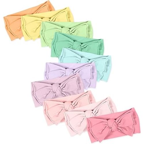 HonestBaby unisex baby Organic Cotton Headband Multi-packs Headwrap, 10-pack Rainbow Girl, One Size US