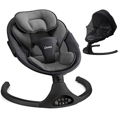 LAREX Baby Swing Infant Swing Electric Toddler Baby Rocker Portable for Newborn Boy Girl, 5 Sway Speeds with Remote Control, 10 Preset Melodies and Bluetooth, 0-6 Months Max 20 Lbs