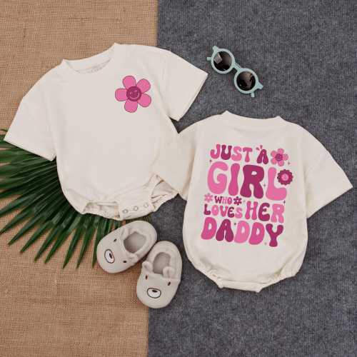 Just A Girl Who Loves Her Daddy T-shirt Bubble Romper, First Father’s Day Outfit, Baby Girl Gift, Daddy and Me Outfit, Cute Baby Romper