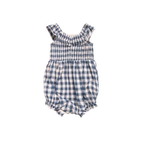 Baby Hailey Romper in Indigo Gingham