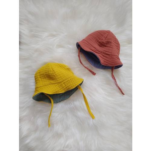 Baby/Toddler Summer Hat, 100% Cotton Muslin Summer Hat, Sun Hat, Yellow/ Pink/ Blue/ Green/ Brick Color Hat