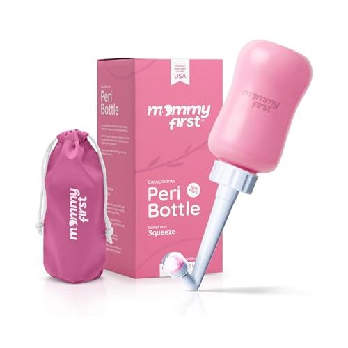 Mommy First® Peri Bottle for Postpartum Care | Upside Down Bottle for Perineal Cleansing and Recovery | Portable Bidet | Postpartum Essential | Baby Pink 12.2 OZ