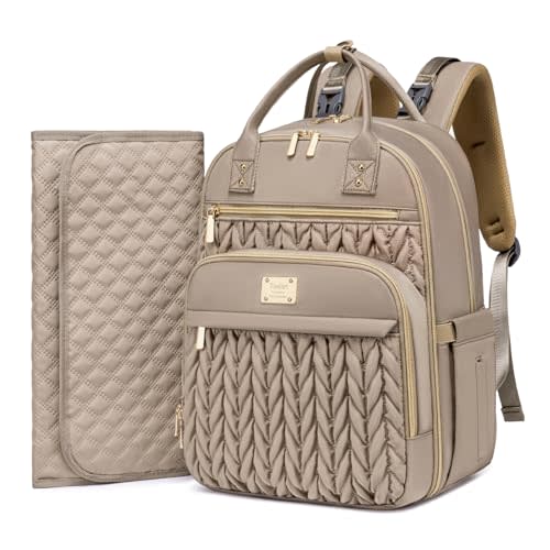 Tealari Diaper Bag Backpack,Stylish Baby Diaper Bag,Waterproof Travel Diaper Backpacks Baby Bags with Changing Pad,Stroller Straps,Insulated Pockets (Khaki)