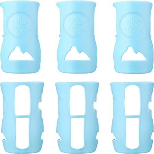 6 Pieces Silicone Baby Bottle Sleeve Glass Baby Feeding Bottle Cover Infant Bottle Cover Compatible with Natural Glass Baby Bottles, 8 Oz