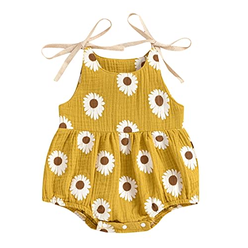 JLKGICF Infant Newborn Baby Girl Floral Romper Kids Spaghetti Strap One Piece Jumpsuit Shorts Toddler Summer Overall Clothes
