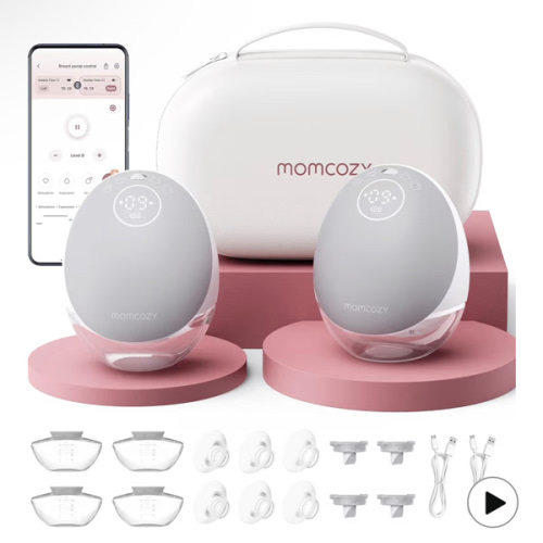 Momcozy Breast Pump Hands Free Upgraded Mobile Flow | M9, App Discreet Control with Personalized Multi-Modes & 15 Levels, Wearable Breast Pump 24mm, 2 Pack Gray