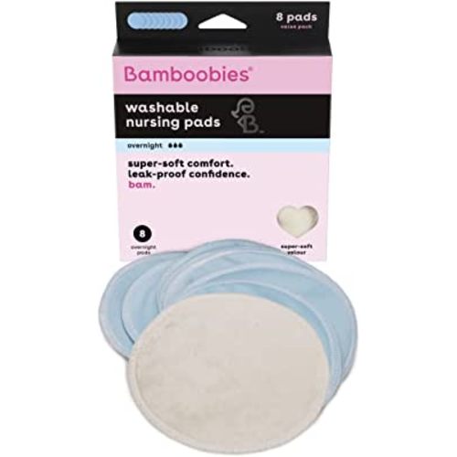 Bamboobies Nursing Pads for Breastfeeding Reusable Washable Breast Pads Super Soft Rayon Made From Bamboo Milk Proof Liner Perfect Baby Shower Gifts, Blue