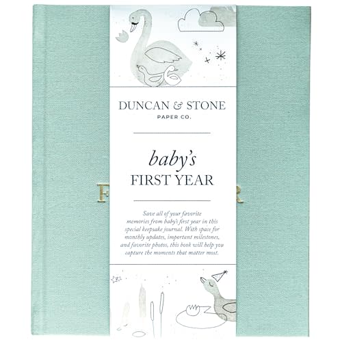 Baby First Year Book - Heirloom Keepsake Baby Memory Book to Record Important Milestones, Photos & More - Pregnancy Books (Sage Green,112 Pages)