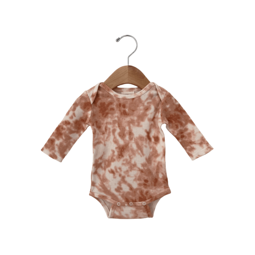 Organic Waffle Long Sleeve Bodysuit, Spice Tie Dye