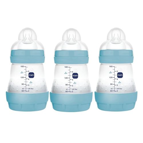 MAM Easy Start Anti-Colic Baby Bottle, Slow Flow, Breastfeeding-Like Silicone Nipple Bottle, Reduces Colic, Gas, & Reflux, Easy-to-Clean, BPA-Free, Vented Baby Bottles For Newborns, 0-3 Months