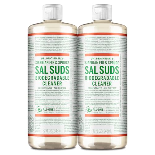 Dr. Bronner's - Sal Suds Biodegradable Cleaner (32 oz, 2-pack) - All-Purpose Cleaner, Pine Cleaner for Floors, Laundry and Dishes, Concentrated, Cuts Grease and Dirt, Powerful Cleaner