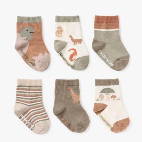 Elegant Baby - Dinosaur Ankle Socks - 6 Pack (0-12M)