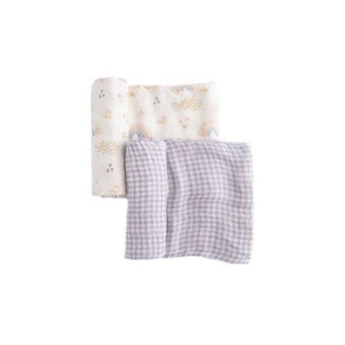 Little Unicorn Deluxe Muslin Swaddle Blanket - 2pk, Color: Rainbow Gingham