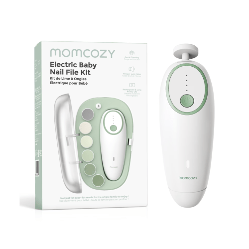 Momcozy Baby Nail File Electric, Gentle Baby Nail Trimmer Electric Rechargeable, Baby Nail Clipper with Night Light, 7 Grinding Head Replacement Pads