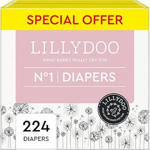 Baby Diapers - Size 1 (4-11 lbs), Monthly Supply (224 Count), Leak Protection, Skin-Friendly, Ultrasoft, Perfume- & Chlorine-Free, Hypoallergenic, dermatologically tested, OEKO-TEX®