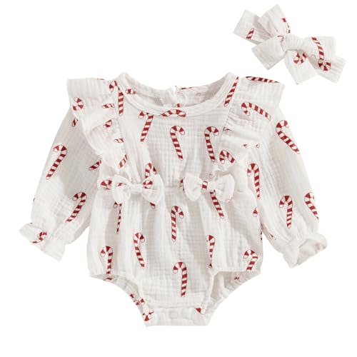 SAYOO Baby Girl Halloween Christmas Romper Cotton Linen Pumpkin Smocked Bubble Romper Bodysuit Off Shoulder Jumpsuit Outfit