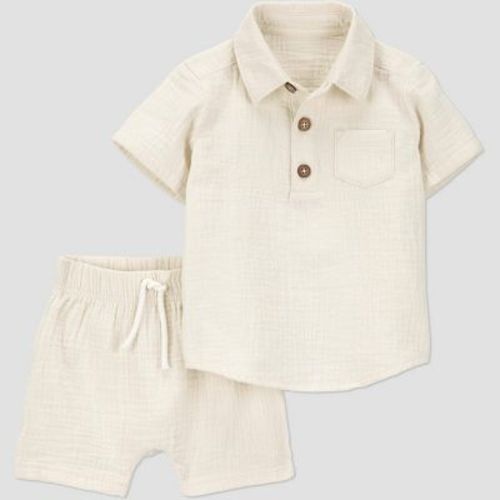 Carter's Just One You® Baby Boys' Creme Solid 2pc Top & Bottom Set - Cream 12M