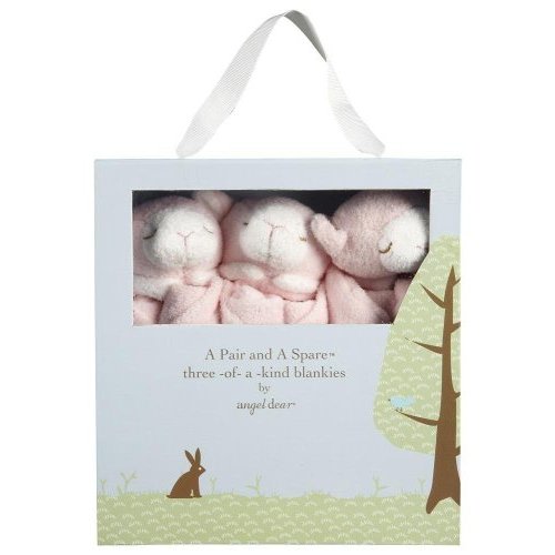 Angel Dear - Pink Lamb, Pair And A Spare Blankie Set, Pack Of 3