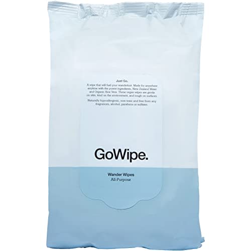 Travel Size Wipes - With 100% Plant Based Fibers, Vitamin E, Organic Aloe Vera, & New Zealand Water - Vegan & Unscented Multi Purpose Sensitive Wipes for Face, Hands, & Surfaces by GoWipe - 25 Sheets