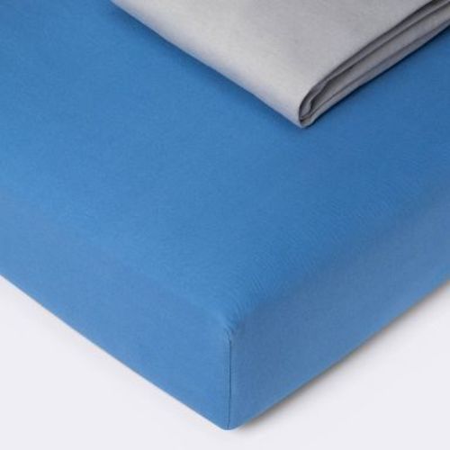 Fitted Jersey Crib Sheet - Cloud Island™ Gray & Blue 2pk