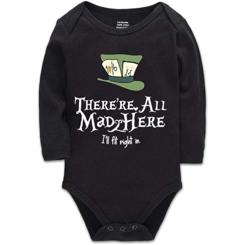 The Mad Hatters Newborn One-Piece Baby Bodysuits New Born Baby Gift Short Sleeve White 0-24 Months