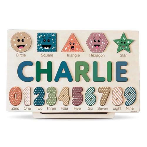 Boy and Girl Personalized Birthday Gift, Custom Handmade Name Puzzle with Animals, Gift for Kids, Christmas Gifts, Unique New Baby Gift