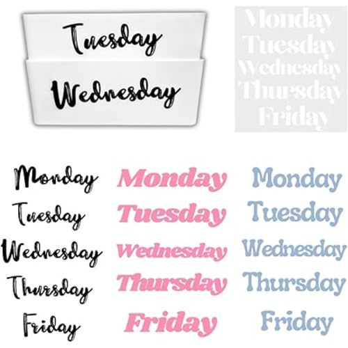 20PCS Days of The Week Stickers for Drawers,Large Day Labels for Clothes Organizer No Magnet, Big Monday Through Friday Weekday Plastic Bin Planner Whiteboard Decals Teacher Classroom
