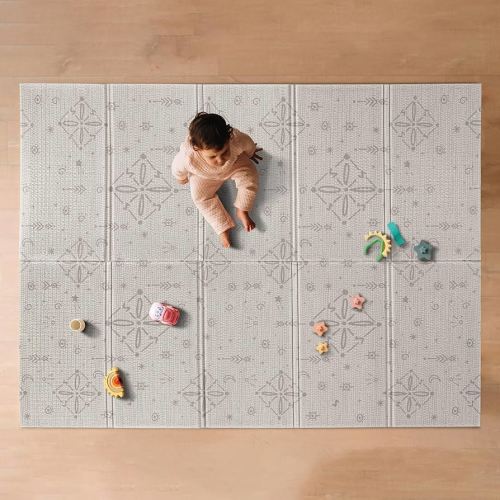 Nuby Reversible Baby Floor Mat - Foldable and Lightweight Infant Play Mat - Easy Storage and Travel - Graceful Gray