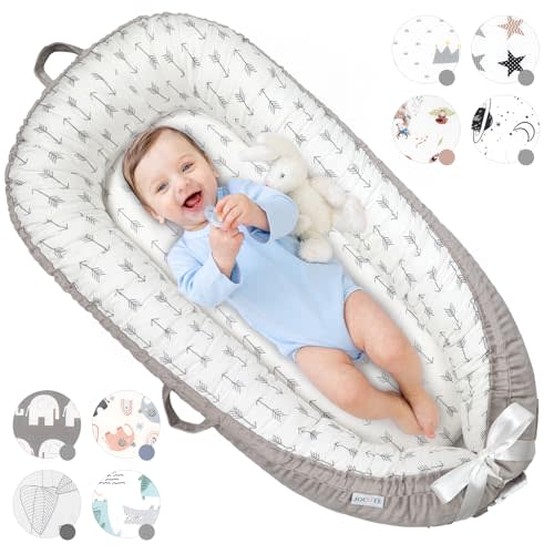 Baby Lounger for Newborn Cover - Newborn Lounger for 0-12 Months, Breathable & Portable Infant Lounger - Adjustable Cotton Soft Baby Floor Seat for Travel, Newborn Essentials - Arrow