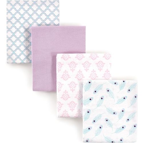 Hudson Baby Unisex Baby Cotton Flannel Receiving Blankets, Peacock, One Size
