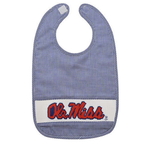 Ole Miss Rebels Smocked Navy Gingham BIB