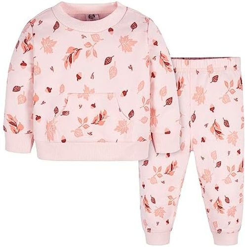 Gerber Baby Girls' Toddler 2-piece Fleece Sweatshirt and Jogger Set