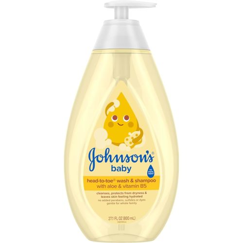 Johnson's Head-to-Toe Gentle Tear-Free Baby & Newborn Wash & Shampoo, Sulfate-, Paraben- Phthalate- & Dye-Free, Hypoallergenic Wash for Sensitive Skin & Hair, 27.1 fl. Oz