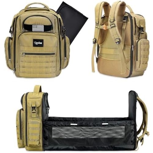 Diaper Bag Backpack | Multifunction Dad Diaper Bag |Travel Diaper Bag for Baby Boy & Girl | Mens diaper Changing Bags (Brown)
