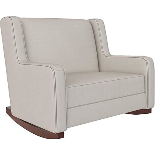 Baby Relax Hadley Upholstered Double Rocker Chair, Beige Microfiber