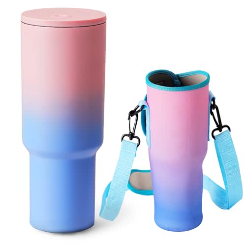 40oz Portable Breast Milk Cooler, 24-Hour Insulation for Outdoor, Travel, Work & Picnic, Includes 1 Milk Storage Bottle, 6 Breast Milk Storage Bags, (Pink-Blue Gradient)