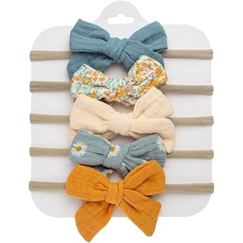KIDOCHEESE Baby Bows and Headbands Nylon Hair Bows Stretchy Baby Hairbands Hair Accessories for Newborn Babies Infant Toddlers Kids