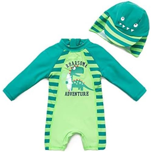 upandfast Baby/Toddler Swimsuit UPF 50+ Sun Protection One Piece Zipper Bathing Suit with Sun Hat Infant Beach Swimwear