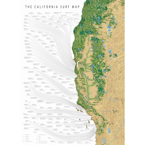 The California Surf Map (18x24")