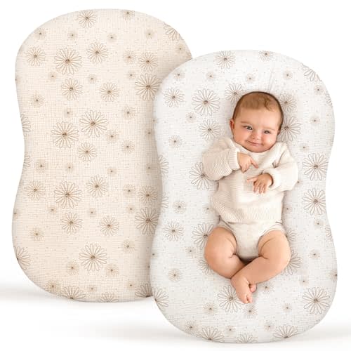 Termichy Baby Lounger Covers for Newborns: Muslin Lounger Pillow Covers Fit for Snuggle Me for Cozy Naps at Home or On The Go – Must Have Baby Nest Lounger Sheets for Toddler Girl Boy 0-12 Months