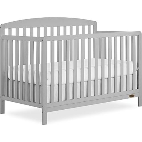 Dream On Me JPMA & Greenguard Gold Certified Odelle 5 in 1 Convertible Crib in Pebble Grey, Built of Sustainable Pinewood, 3 Mattress Height Settings, Non-Toxic Water-Based Paint Finish
