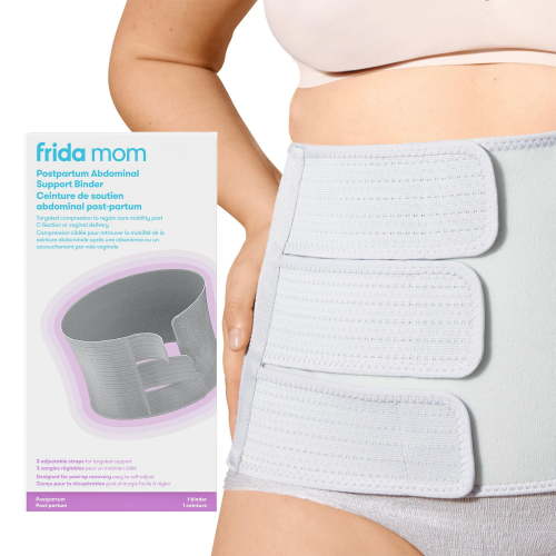 Frida Mom - Postpartum Abdominal Support Binder Belly Binder Postpartum Recovery, for Natural Delivery & C-Section Recovery, 9" High Adjustable Compression Wrap