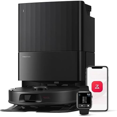 roborock Qrevo Series Robot Vacuum and Mop, 8000Pa Suction, Upgraded from Qrevo S, Anti-Tangle Brushes, Smart Obstacle Avoidance, Auto Mop Washing, All-in-One Dock, 200RPM Spinning Mops, Black(QV 35A)